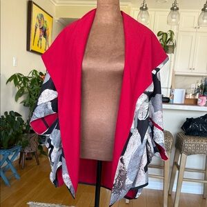 Elegant Red and Black Women's Boxy Jacket